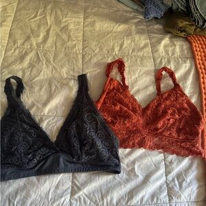Lace Bralette Set in blue and Red